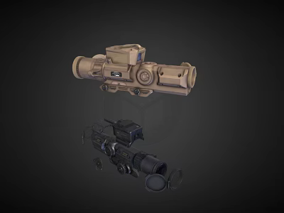 Tactical Weapon Scopes With Brown And Black Bodies And Optical Lenses For Precision Shooting 3d model