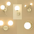 Modern Golden Wall Lamps With White Round Shades And Branch Design Decorative Lighting