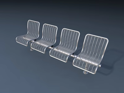 Durable Modern Metal Mesh Linked Public Chairs For Public Waiting Areas 3d model