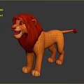 3D Rendered Cartoon Lion Character With Red Mane And Yellow Body Standing Pose