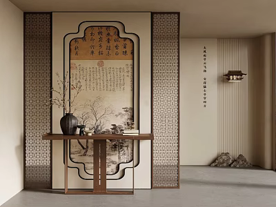 New Chinese Style Entrance New Chinese Style Entrance Partition Decorative Painting Song Style Screen Partition New Chinese Style Screen 3d model