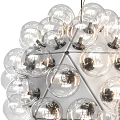 Modern Geometric Chandelier Design With Transparent Glass Globes And Metal Frame
