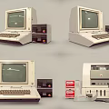 Vintage Computer Setup With Monitor Keyboard Main Unit And Printer 3d model