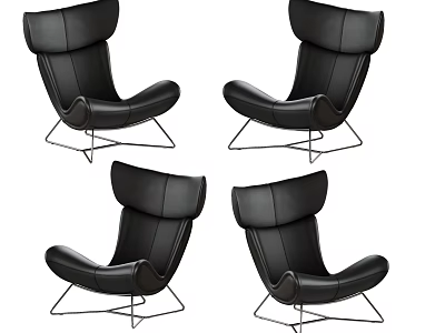 Modern Black Leather Lounge Chair With Metal Frame And Stylish Design 3d model