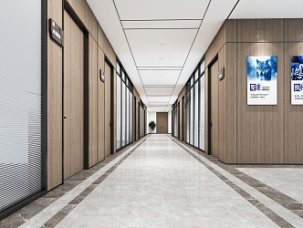 Modern Aisle Simple Company Office Corridor 3d model