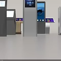 Public Facility Self Service Kiosks With Interactive Touchscreen Displays And Various Designs 3d model