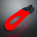 Red And Black Elongated Tool With Glossy Finish And Reflective Surface