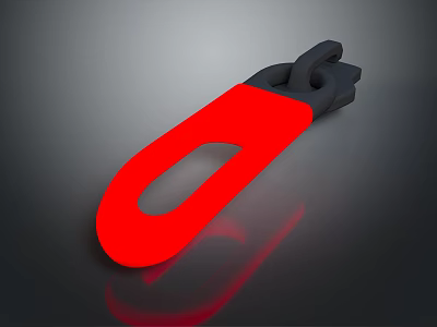 Red And Black Elongated Tool With Glossy Finish And Reflective Surface 3d model