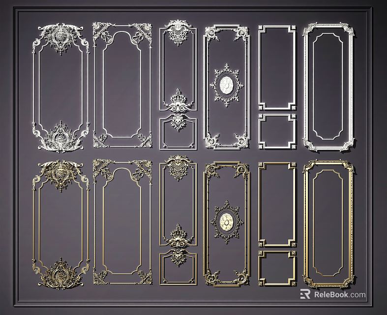 Decorative Lines and Ornate Frames in Various Styles for Design Projects 3d model 