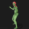 Green Skinned Female Character With Red Hair And Black Bikini Standing In 3D Render