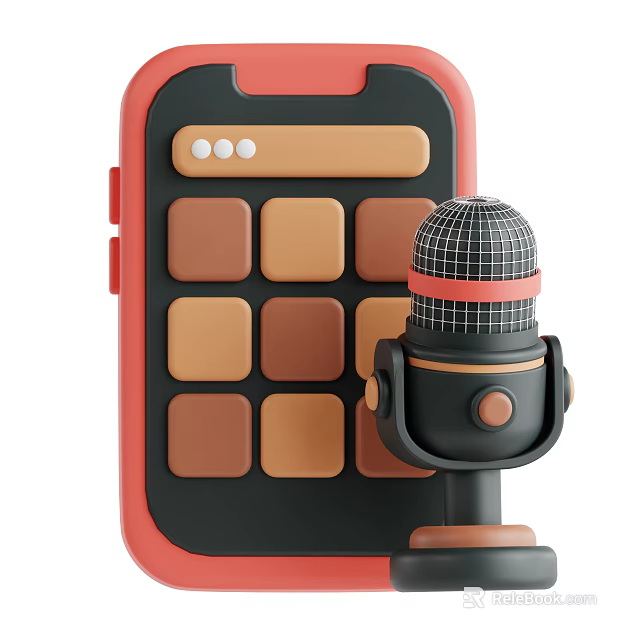 Red Border Digital Controller With Square Buttons And Microphone For Mobile Devices 3d model 