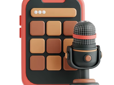 Red Border Digital Controller With Square Buttons And Microphone For Mobile Devices 3d model