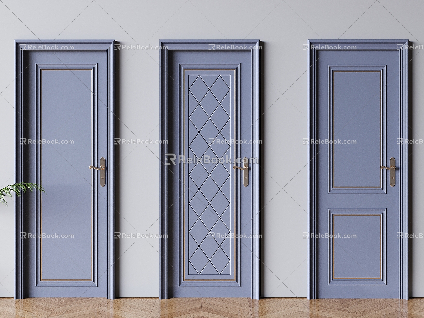 European-style solid wood flat door European-style indoor single door 3d model