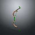 Handcrafted Wooden Bow With Green Leaves And Natural Vine Accents Design