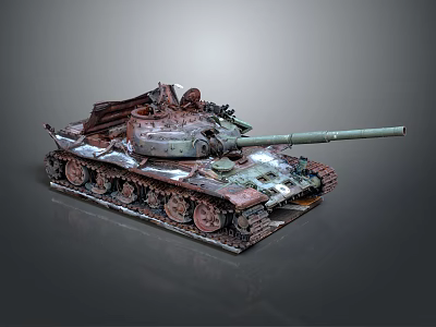 Rusty Military Tank With Weathered Armor Long Cannon And Track Details 3d model