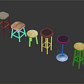 Different Types of Stools With Wooden Seats And Metal Legs In Various Colors