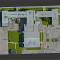 Campus Landscape With Modern Buildings Green Lawns Winding Roads And Parking Areas