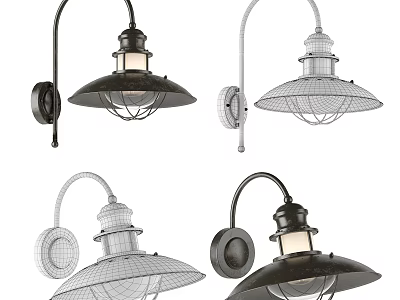 Diverse Design Wall Lamps With Metal Shade Wire Cage And Vintage Style For Home Decor 3d model