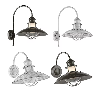 Diverse Design Wall Lamps With Metal Shade Wire Cage And Vintage Style For Home Decor 3d model