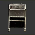 Mobile Computer Control Cart With Metal Frame Multiple Shelves And Wheels