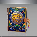Ornate Decorative Book With Eye Symbol Colorful Patterns Gemstone Clasp And Pendant