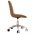 Leather Office Chair With Swivel Function Adjustable Height And Metal Base Rolling Casters