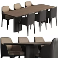 Modern Dining Table And Chairs Set With Wooden Top And Gray Beige Upholstered Chairs