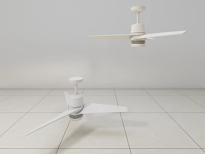 White Ceiling Air Conditioning Fans With Modern Design In Minimalist Interior Room 3d model