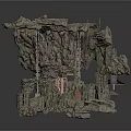 3D Rock Scenery Component With Mechanical Elements Rough Surface And Overhanging Structures 3d model