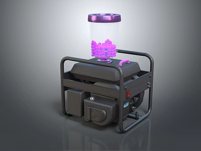 Black Generator With Transparent Purple Lid Purple Granules And Pink Handle 3d model