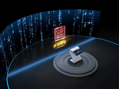Smart Management Technology With Circular Platform And Blue Data Streams 3d model