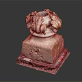 Ancient Decorative Architectural Element With Square Base And Ornate Carved Top 3d model