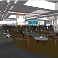 Spacious Public Office Workspace With Open Desks Lounge Seating Greenery And Wall Art