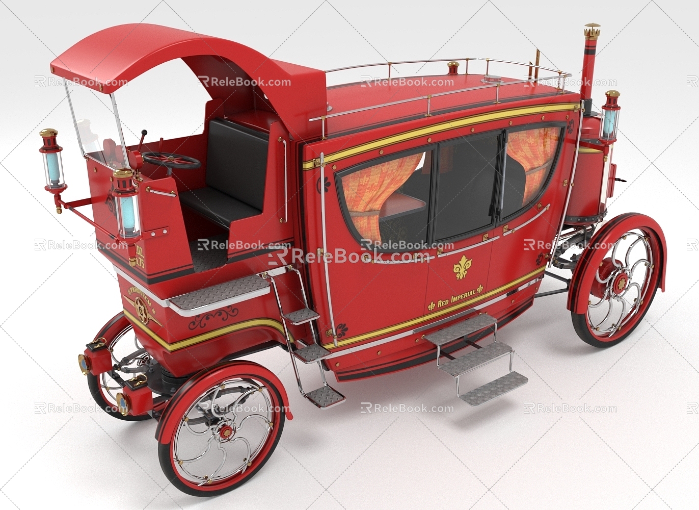 Steam locomotive retro car industry vintage car 3d model