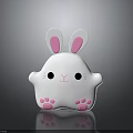 Cute White Rabbit Soft Toy With Pink Ears Nose Paws And Black Eyes