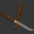 Handcrafted Traditional Knife With Wooden Handle Sheath And Blue Patterned Blade