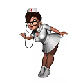 Cartoon Style Nurse Game Character In White Uniform With Stethoscope