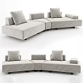 Light Gray Sectional Multi Person Sofa With Modular Design And Comfortable Cushions 3d model