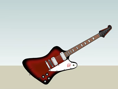 Sunburst Electric Guitar Solid Body Musical Instrument With Pickups And Control Knobs 3d model