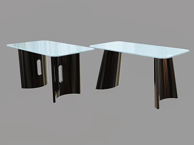 Modern Glass Top Dining Tables With Black Metal Curved Legs And Unique Design 3d model