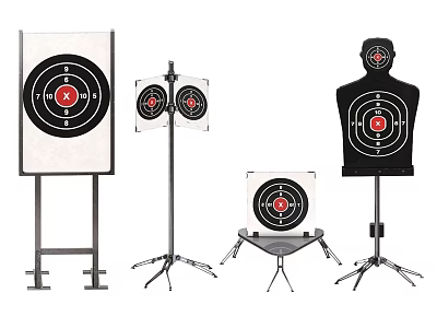 Shooting Training Sports Equipment with Multiple Targets and Support Stands 3d model