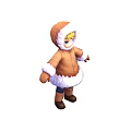 Game Movie Character In Brown Hooded Coat With Blonde Hair White Fur Trim Blue Pants