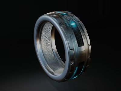 Modern Decorative Ornament Set With Metallic Ring And Blue Accents Contemporary Design 3d model