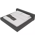 Modern Minimalist Double Bed With Dark Frame White Sheets And Brown Blanket
