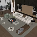 Modern Sofa Coffee Table Combination Cream Sofa Coffee Table Combination 3d model