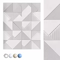 White and Gray Wall With Geometric Triangle Patterns And Striped Textures 3d model