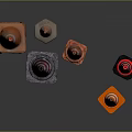 Orange And White Striped Traffic Cones In Various Sizes On Dark Background
