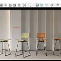 Flexform Modern Bar Stools With Green And Orange Seats Metal Frame Gray Wall Background