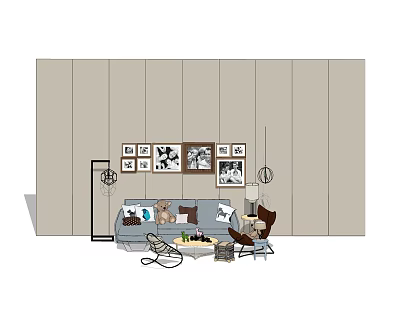 Modern sofa coffee table combination 3d model Modern sofa coffee table combination 3d model