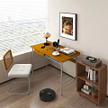 Modern Desk and Chair Combination Storage Cabinet Table Lamp Floor Lamp Hanging Picture 3d model